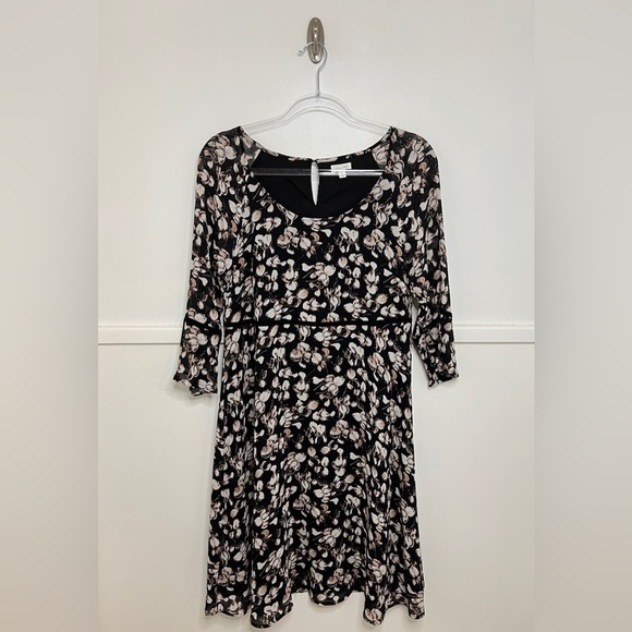 Garnet Hill Black Floral Eyelet Trim Silk Dress - Picture 9 of 13